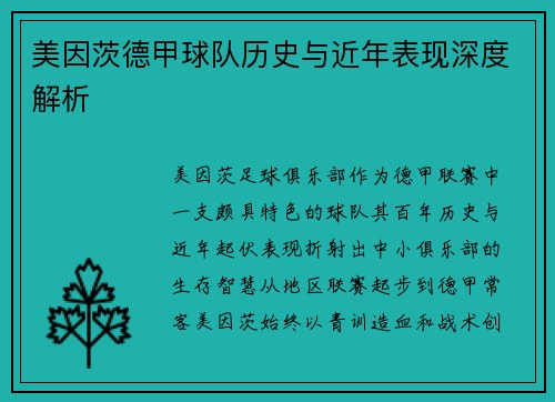 美因茨德甲球队历史与近年表现深度解析